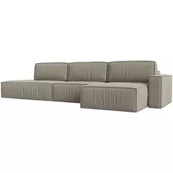 Угловой диван Прага модерн лонг правый угол (Рогожка/Бежевый) Лига Диванов 116605