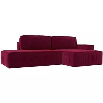 Угловой диван Прага модерн правый угол (Микровельвет/Красный) Лига Диванов 116748