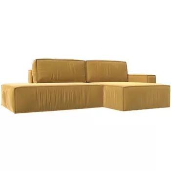 Угловой диван Прага модерн правый угол (Микровельвет/Желтый) Лига Диванов 116749