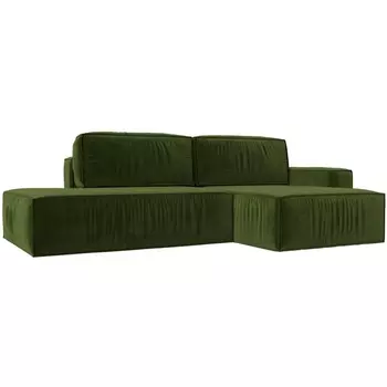 Угловой диван Прага модерн правый угол (Микровельвет/Зеленый) Лига Диванов 116750