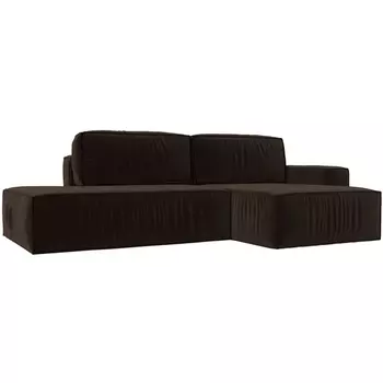 Угловой диван Прага модерн правый угол (Микровельвет/Коричневый) Лига Диванов 116752
