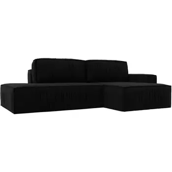 Угловой диван Прага модерн правый угол (Микровельвет/Черный) Лига Диванов 116755