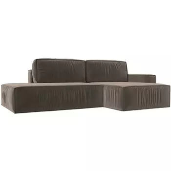 Угловой диван Прага модерн правый угол (Велюр/Коричневый) Лига Диванов 116743