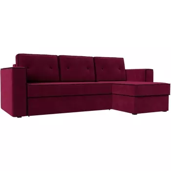 Угловой диван Принстон правый (микровельвет бордовый, кант микровельвет черный) Лига Диванов 110847
