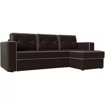 Угловой диван Принстон правый угол (Экокожа коричневый) Лига Диванов 29375