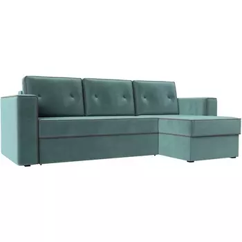 Угловой диван Принстон правый угол (Велюр бирюзовый) Лига Диванов 110838