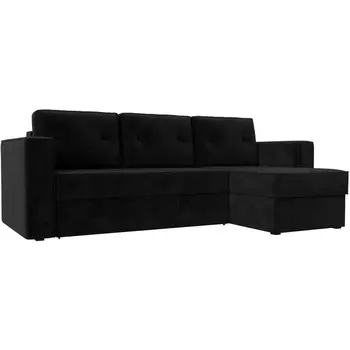 Угловой диван Принстон правый угол (Велюр черный) Лига Диванов 110834