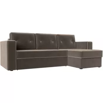 Угловой диван Принстон правый угол (Велюр коричневый) Лига Диванов 110837