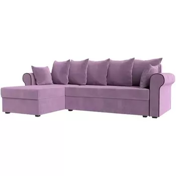 Угловой диван Рейн левый (микровельвет сиреневый, кант микровельвет коричневый) Лига Диванов 112587L