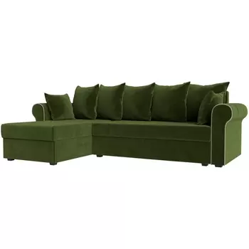 Угловой диван Рейн левый (микровельвет зеленый, кант микровельвет бежевый) Лига Диванов 112584L