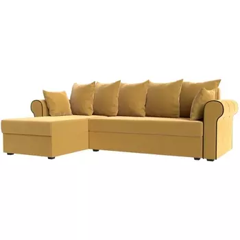 Угловой диван Рейн левый (микровельвет желтый, кант микровельвет коричневый) Лига Диванов 112583L