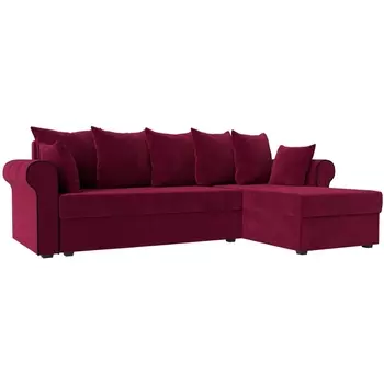 Угловой диван Рейн правый (микровельвет бордовый, кант микровельвет черный) Лига Диванов 112582