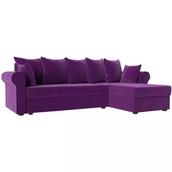 Угловой диван Рейн правый (микровельвет фиолетовый, кант микровельвет черный) Лига Диванов 112588