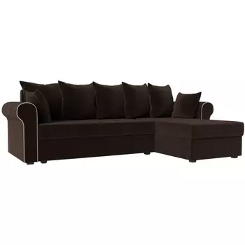 Угловой диван Рейн правый (микровельвет коричневый, кант микровельвет бежевый) Лига Диванов 112586