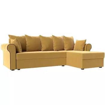 Угловой диван Рейн правый (микровельвет желтый, кант микровельвет коричневый) Лига Диванов 112583