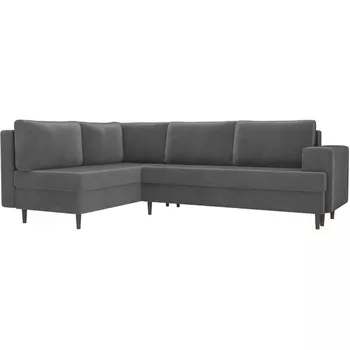 Угловой диван Сильвана левый (велюр серый) Лига Диванов 100843L