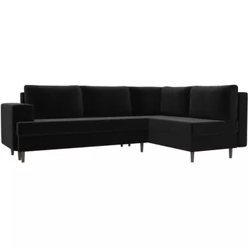 Угловой диван Сильвана правый (микровельвет черный) Лига Диванов 100850