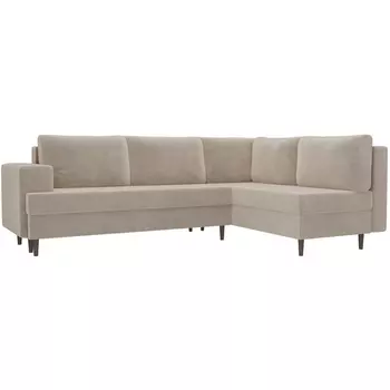 Угловой диван Сильвана правый (велюр бежевый) Лига Диванов 100839