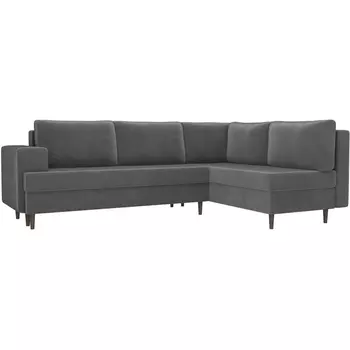 Угловой диван Сильвана правый (велюр серый) Лига Диванов 100843