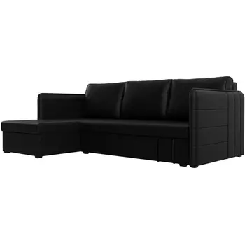 Угловой диван Слим левый угол (Экокожа/Черный) Лига Диванов 119987L