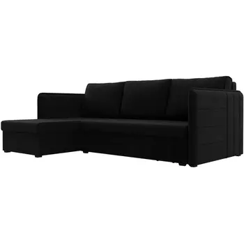 Угловой диван Слим левый угол (Микровельвет/Черный) Лига Диванов 119977L