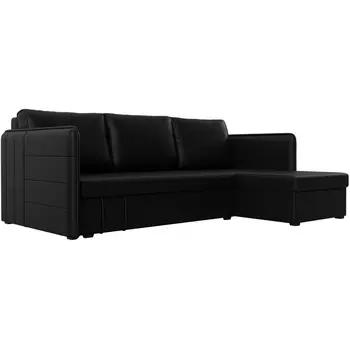 Угловой диван Слим правый угол (Экокожа/Черный) Лига Диванов 119987