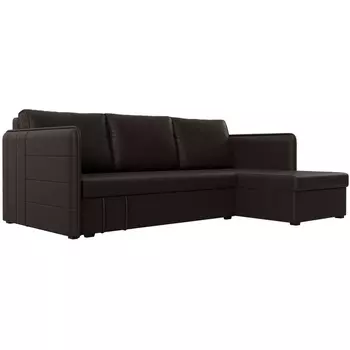 Угловой диван Слим правый угол (Экокожа/Коричневый) Лига Диванов 119986