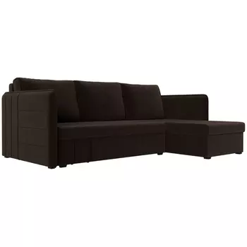 Угловой диван Слим правый угол (Микровельвет/Коричневый) Лига Диванов 119974