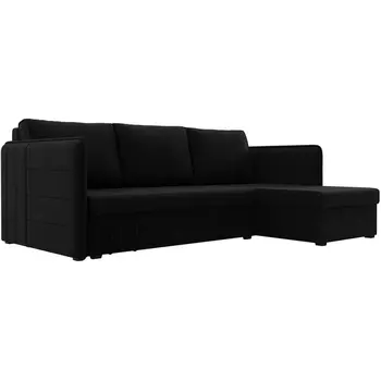 Угловой диван Слим правый угол (Микровельвет/Черный) Лига Диванов 119977
