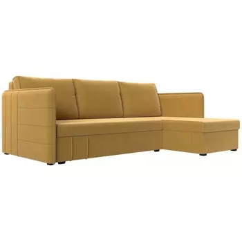 Угловой диван Слим правый угол (Микровельвет/Желтый) Лига Диванов 119980