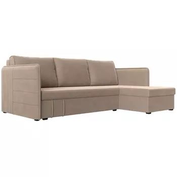 Угловой диван Слим правый угол (Велюр/Бежевый) Лига Диванов 119965