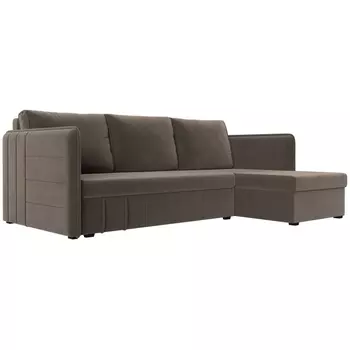 Угловой диван Слим правый угол (Велюр/Коричневый) Лига Диванов 119966