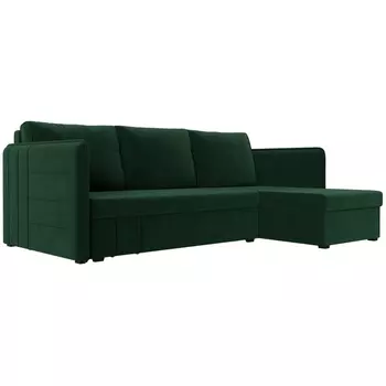 Угловой диван Слим правый угол (Велюр/Зеленый) Лига Диванов 119968