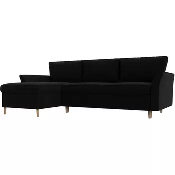 Угловой диван София левый (микровельвет черный) Лига Диванов 100003L