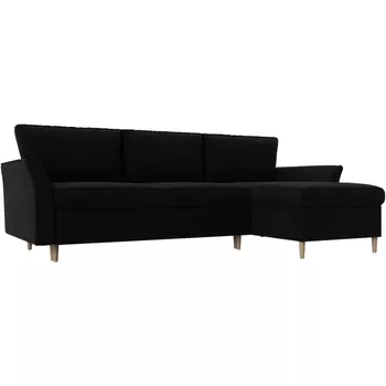 Угловой диван София правый (микровельвет черный) Лига Диванов 100003