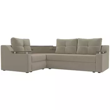 Угловой диван Тесей левый (микровельвет бежевый) Лига Диванов 107619L