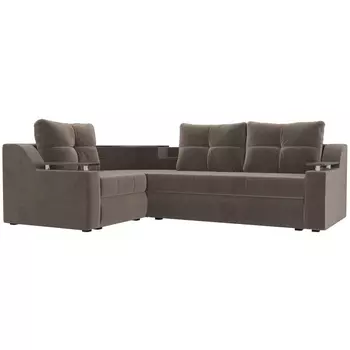 Угловой диван Тесей левый (велюр коричневый) Лига Диванов 107615L