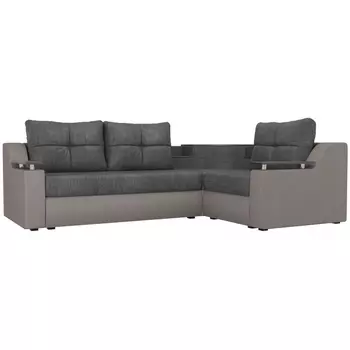 Угловой диван Тесей правый (основа рогожка серая, компаньон рогожка бежевая) Лига Диванов 107640