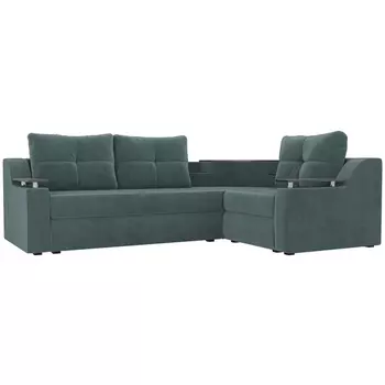 Угловой диван Тесей правый (Велюр бирюзовый) Лига Диванов 107612