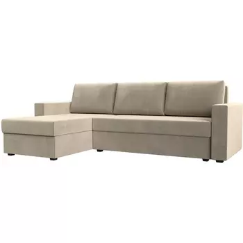 Угловой диван Траумберг Лайт левый угол (Микровельвет/Бежевый) Лига Диванов 117130L