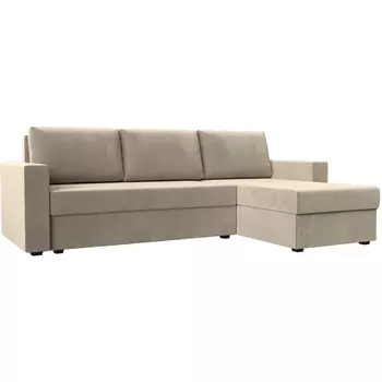 Угловой диван Траумберг Лайт правый угол (Микровельвет/Бежевый) Лига Диванов 117130