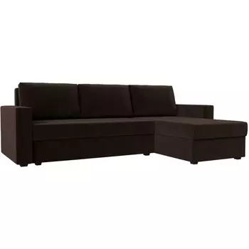 Угловой диван Траумберг Лайт правый угол (Микровельвет/Коричневый) Лига Диванов 117133