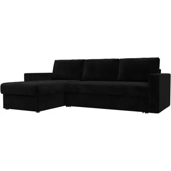 Угловой диван Траумберг левый (велюр черный) Лига Диванов 108708L