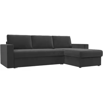 Угловой диван Траумберг правый (велюр серый) Лига Диванов 108707