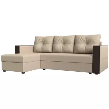 Угловой диван Валенсия Лайт левый угол (Экокожа/Бежевый) Лига Диванов 117766L