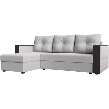 Угловой диван Валенсия Лайт левый угол (Экокожа/Белый) Лига Диванов 117767L