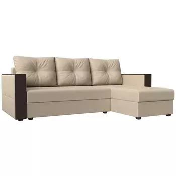 Угловой диван Валенсия Лайт правый угол (Экокожа/Бежевый) Лига Диванов 117766