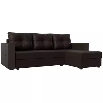 Угловой диван Валенсия Лайт правый угол (Экокожа/Коричневый) Лига Диванов 117768