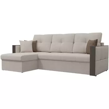 Угловой диван Валенсия левый (рогожка бежевая) Лига Диванов 29077L