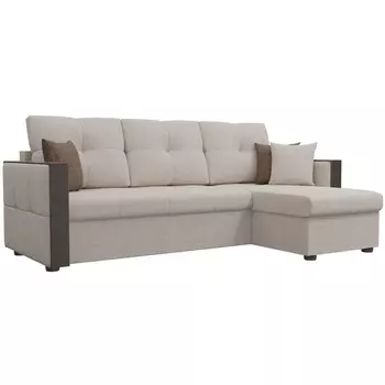 Угловой диван Валенсия правый (рогожка бежевая) Лига Диванов 29077